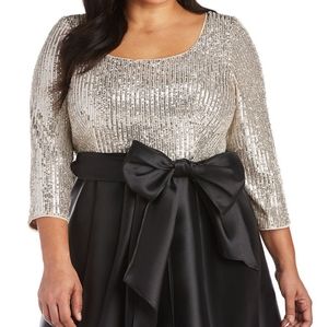 R&M Richards Dress New w Tags Black & Silver 14W Only $65 ( originally $140 )